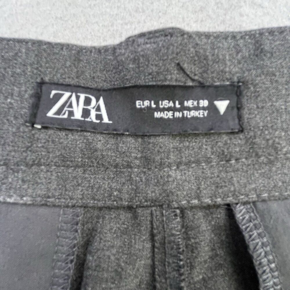 Zara Pants Women's Size Large Gray Wide Leg Pleated High Rise Trouser Dress - Picture 6 of 14